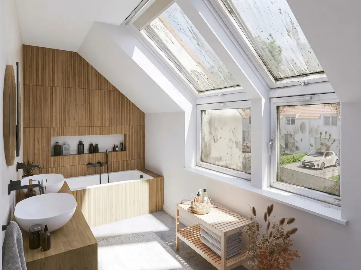 Velux avant nettoyage – vitres opaques et traces